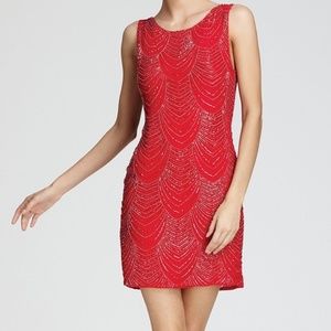 Alice + Olivia Brit Beaded Red Silk Dress